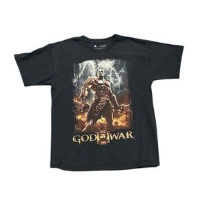 VNTG God of War III Kratos PS 3 IV Gear Promo Black Graphic T-Shirt Mens L